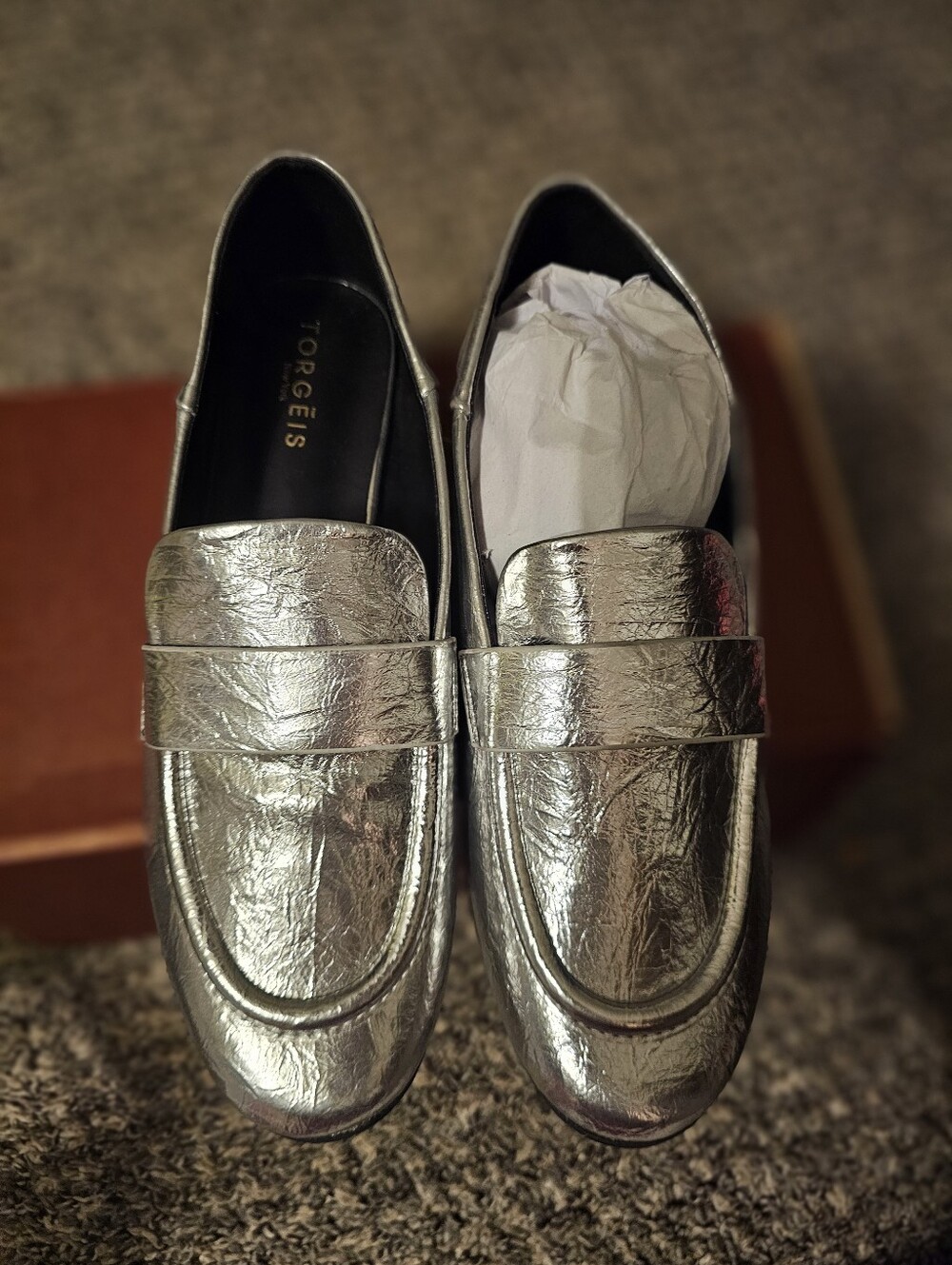 Metallic Silver Men's Loafers